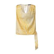 Top met abstract patroon en vetersluiting Ana Alcazar , Yellow , Dames