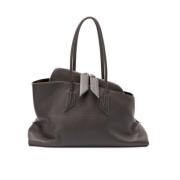 Grijze Tweewegrits Top Handvat Tas The Attico , Gray , Dames