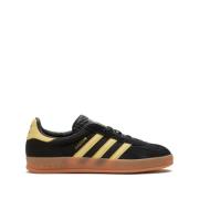 Indoor Gazelle Sneakers Zwart Geel Gum Adidas , Black , Heren