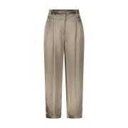 Satin High-Waist Wide-Leg Trousers Marc Cain , Green , Dames