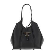 Tijdloze leren hobo T-tas Tod's , Black , Dames