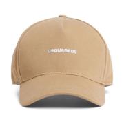 Logo Applique Katoenen Hoeden met Slogan Dsquared2 , Brown , Heren