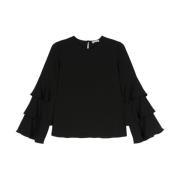 Zwarte Ruches Blouse Aw24 Liu Jo , Black , Dames