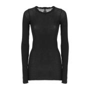 Zwarte katoenen T-shirt met ronde hals Rick Owens , Black , Dames