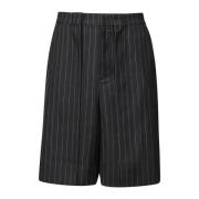 Grijze Geplooide Shorts met Ankerlogo JW Anderson , Black , Heren