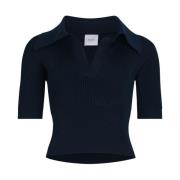 Navy Blue V-Neck Polo Shirt Patou , Blue , Dames