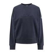 Geborduurde katoenen sweatshirt met iconisch logo Moncler , Blue , Dam...