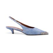 Denim slingback met metalen neus Paris Texas , Blue , Dames