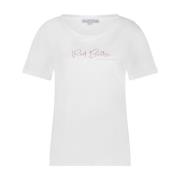 Tee met Temmy Logo Red Button , White , Dames