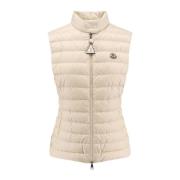 Nylon Mouwloos Jack met Donsvulling Moncler , Beige , Dames