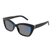 Zwart/Blauwe Zonnebril met Grijze Lenzen Saint Laurent , Black , Dames