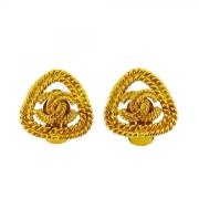 Pre-owned Metal earrings Chanel Vintage , Yellow , Dames