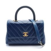 Pre-owned Leather handbags Chanel Vintage , Blue , Dames