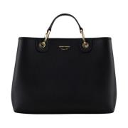 Middelgrote Shopper Tas met Hertenprint Emporio Armani , Black , Dames