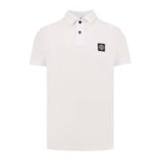 Stretch Katoenen Polo Shirt met Twee Knopen Stone Island , White , Her...