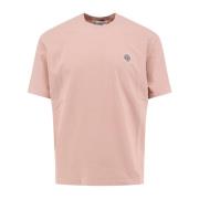 Katoenen T-shirt met Frontaal Logopatch Stone Island , Pink , Heren