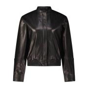 Zachte Leren Blouson met Modern Ontwerp Windsor , Black , Dames