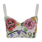 Bloemenpatroon Crop Top Stretch Katoenmix Dolce & Gabbana , Multicolor...