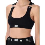 Zwarte Geribbelde Tanktop met Gespen Jean Paul Gaultier , Black , Dame...