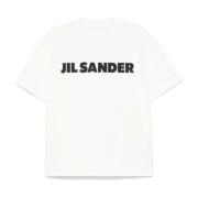 Wit Logo T-Shirt Jil Sander , White , Dames