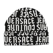 Gotisch Logo Patroon Wol Baret Versace Jeans Couture , Black , Unisex