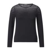 Mesh Longsleeve Shirt Marc Cain , Black , Dames