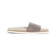 Kameel Leren Sandalen Brunello Cucinelli , Gray , Heren