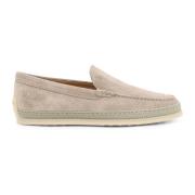 Suède Loafer met Gegraveerd Logo Tod's , Beige , Heren