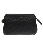 Pre-owned Leather pouches Chanel Vintage , Black , Dames