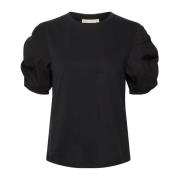 Geweven Trim Tshirt Top Zwart InWear , Black , Dames