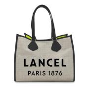 Zomer Tote Tas in Jute en Leer Lancel , Beige , Dames