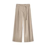 Wijde Linnenmix Twill Broek Summum Woman , Brown , Dames