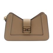 Kameel Schoudertas met Gouden Logo Elisabetta Franchi , Beige , Dames