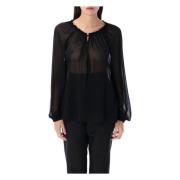 Zijden Blouse met Koord Zwart Tom Ford , Black , Dames