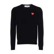 Rode Embleem Gebreide Trui Comme des Garçons Play , Black , Heren