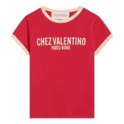 Korte mouwen ronde hals T-shirt Valentino Garavani , Red , Dames