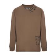 Bruine Oversized Katoenen T-shirt met Logoprint MM6 Maison Margiela , ...