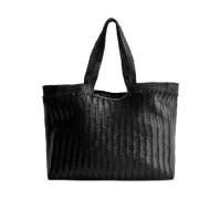 Zwarte Leren Tote Tas Dragon Diffusion , Black , Dames