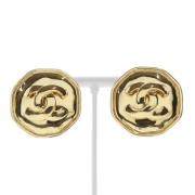 Pre-owned Fabric earrings Chanel Vintage , Yellow , Dames