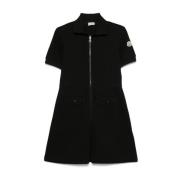 Zwarte Jurken met Kompas Motief Moncler , Black , Dames