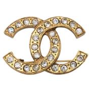 Pre-owned Metal brooches Chanel Vintage , Yellow , Dames