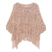 Roze Lurex Poncho Jassen Twinset , Pink , Dames