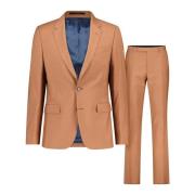 Slim-Fit Wollen Pak met Revers PS By Paul Smith , Orange , Heren