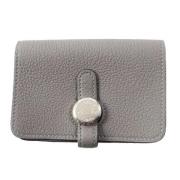 Pre-owned Leather wallets Hermès Vintage , Gray , Dames