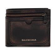 Leren portemonnee met logo Balenciaga , Brown , Heren