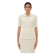 Witte Wol Button-Up Shirt Bottega Veneta , White , Dames