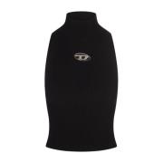 Geribbelde Mouwloze Top met Oval D Logo Diesel , Black , Dames