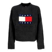 Melange Flag Sweater Zwart Tommy Hilfiger , Black , Dames