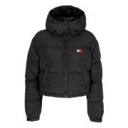 Zwarte Pufferjas met hoge kraag Tommy Hilfiger , Black , Dames