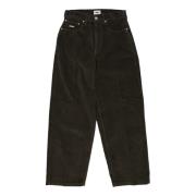 Fluwelen corduroy broek met logoborduursel Obey , Black , Dames